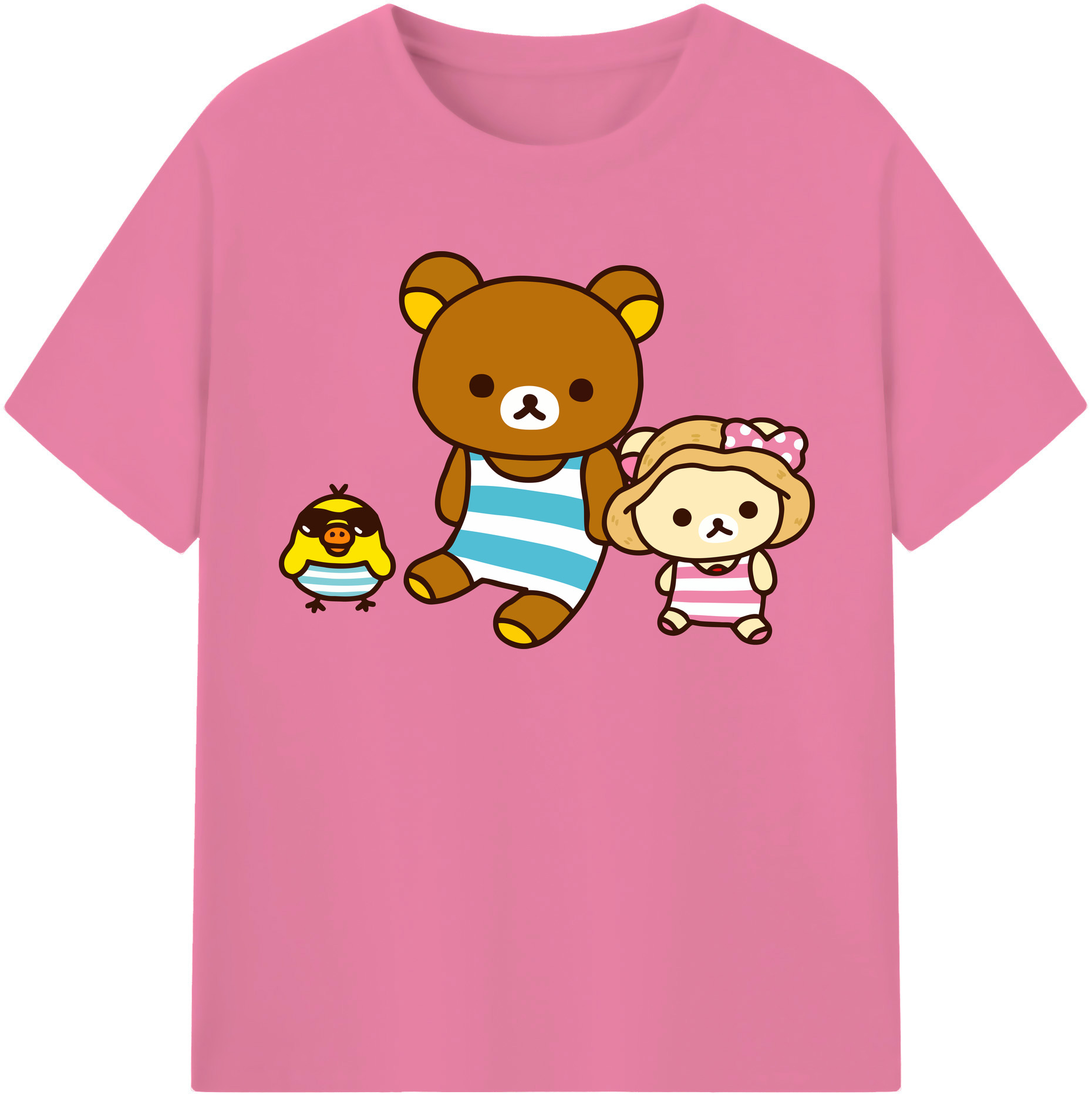 （画像用） リラックマ リラックマ キイロイトリ Rilakkuma Korilakkuma Kiiroitori 綿100％半袖Tシャツ（フロントプリント）